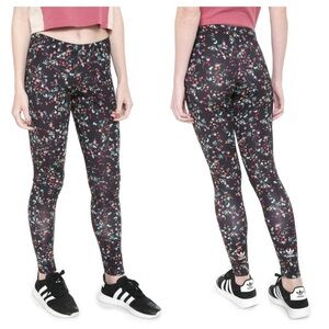 Adidas Trefoil Floral Print Athletic Leggings Womens Size Medium